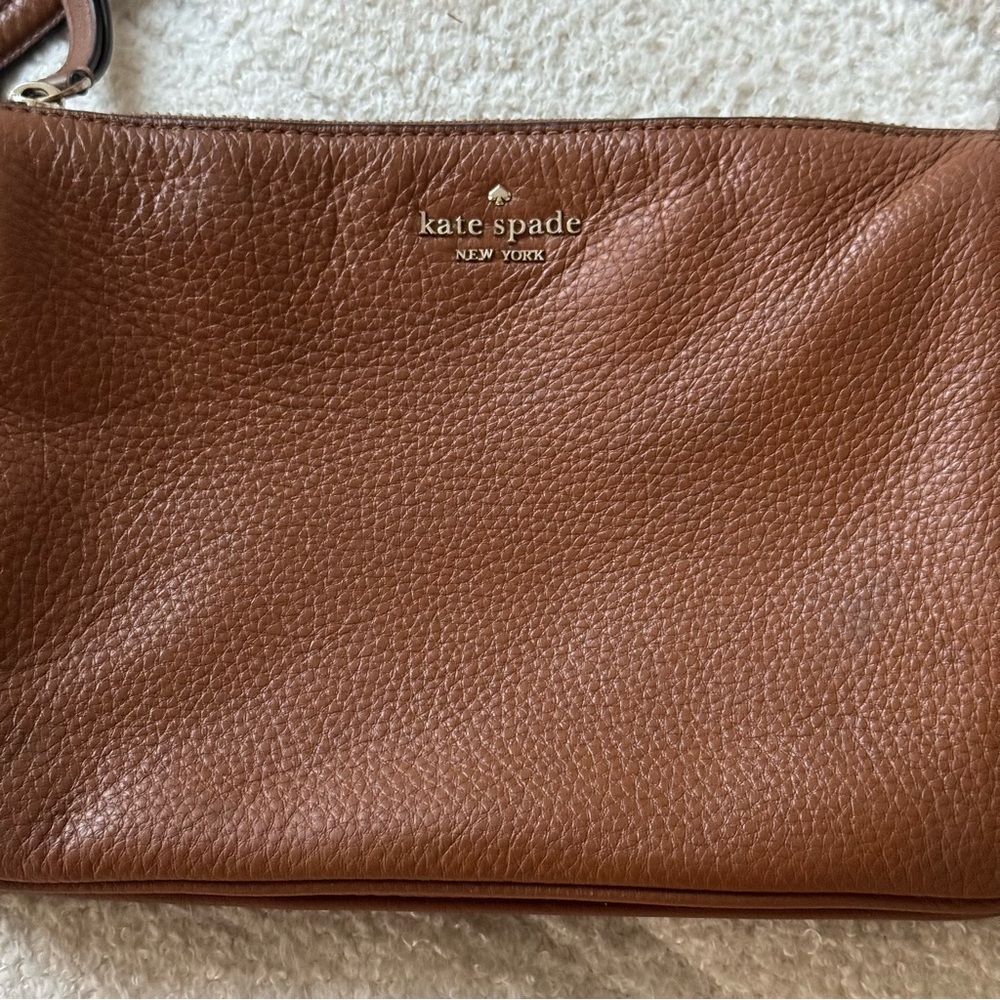 KATE SPADE Brown Pebble Leather Leila Triple Gusset in Warm Gingerbread - Picture 6 of 11